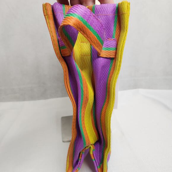 Urban Outfitters BDG Serena Mesh Tote Bag Medium Size Multi Stripe Purple Yellow - Picture 7 of 14